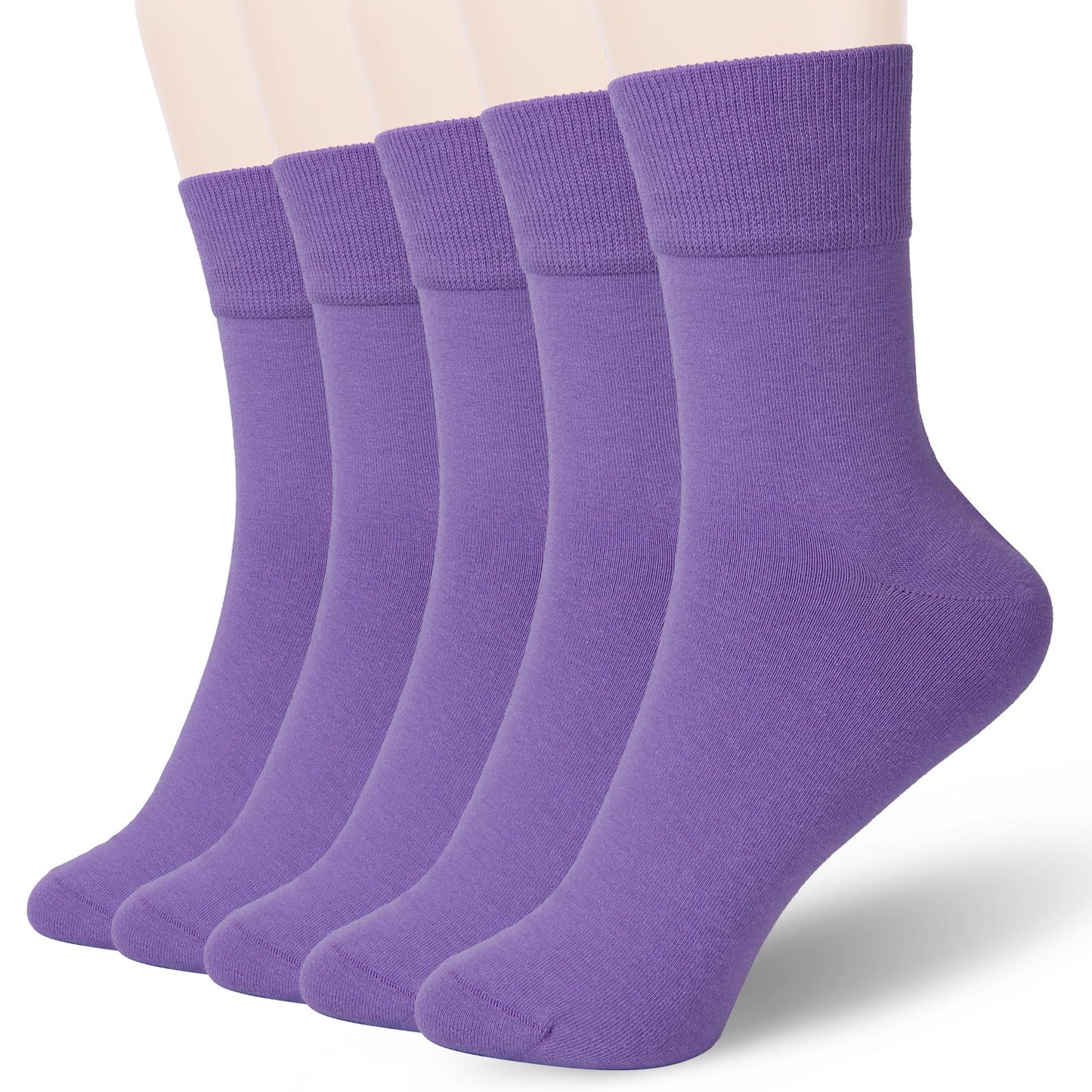 Crew Socks 5 Pairs,Light Purple