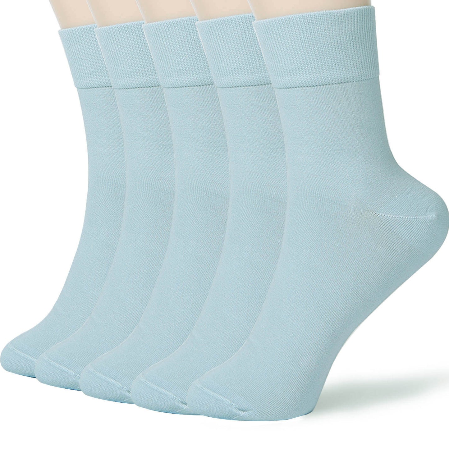 FGZ Women Thin Cotton Socks 5 Pairs,Light Blue (5-9) (9-11)