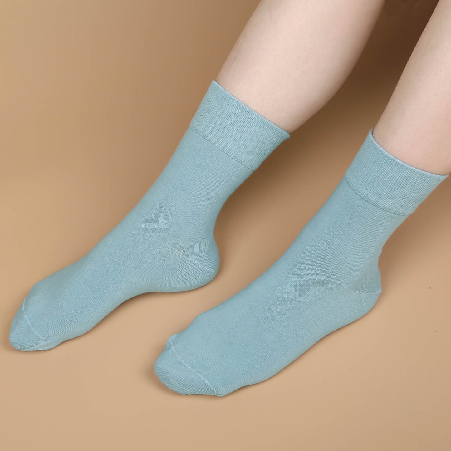 FGZ Women Thin Cotton Socks 5 Pairs,Light Blue (5-9) (9-11)