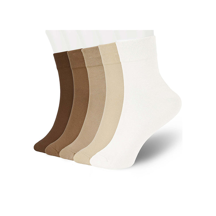 FGZ Women Thin Cotton Socks 5 Pairs,Beige (5-9) (9-11)