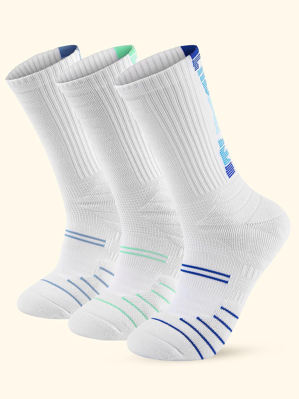 Crew  3 Pairs  White Hiking