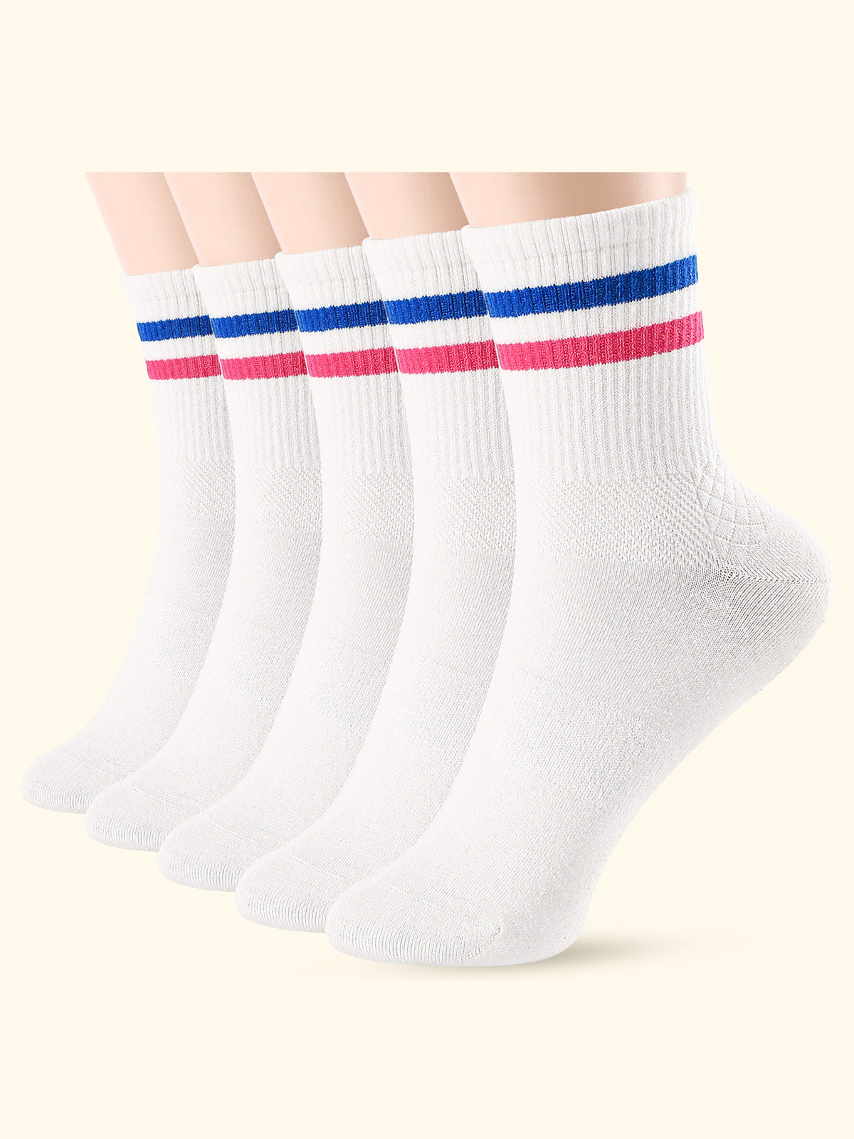 Mini Crew  5 Pairs  Stripe Blue