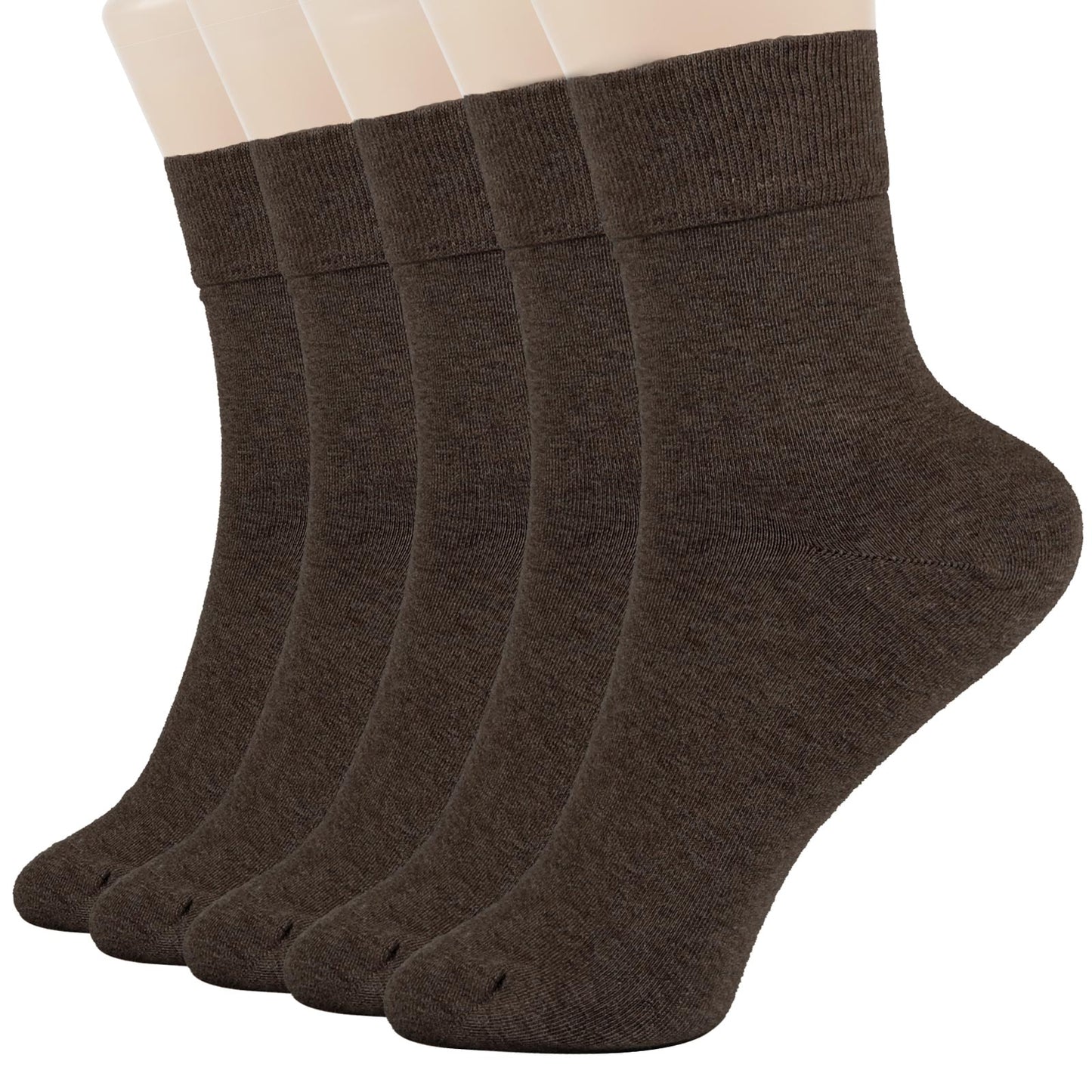 Crew Socks 5 Pairs,Dark Brown