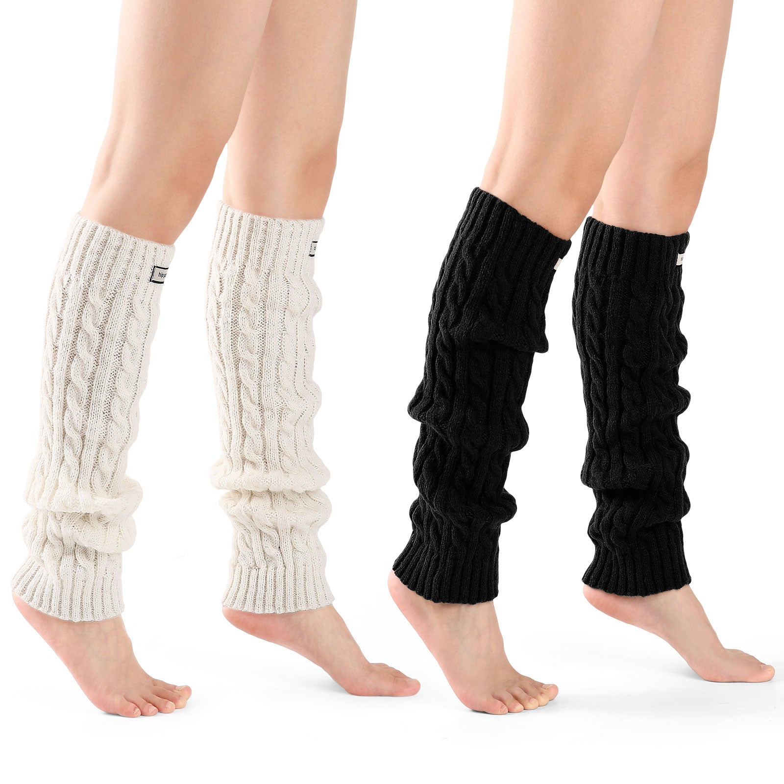 Cable Leg Warmers White&Black