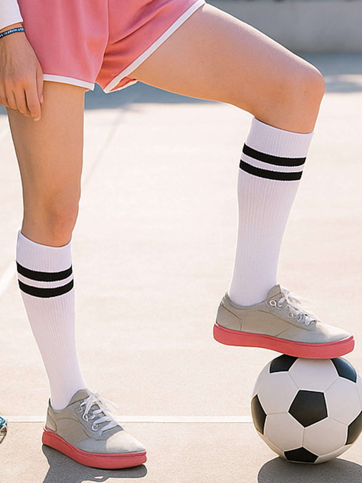 Knee High  3 Pairs  Stripe White