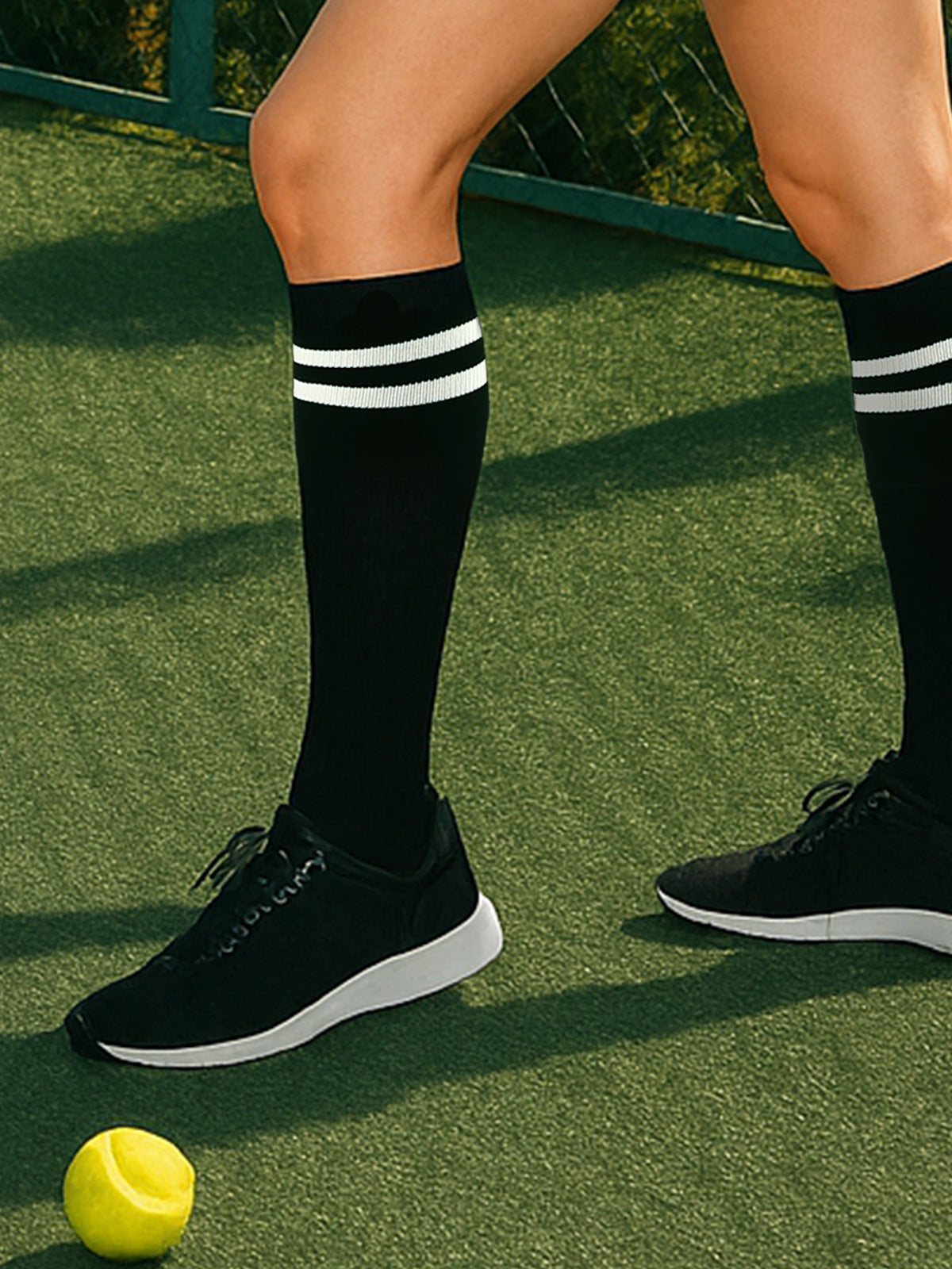 Knee High  3 Pairs  Stripe Black