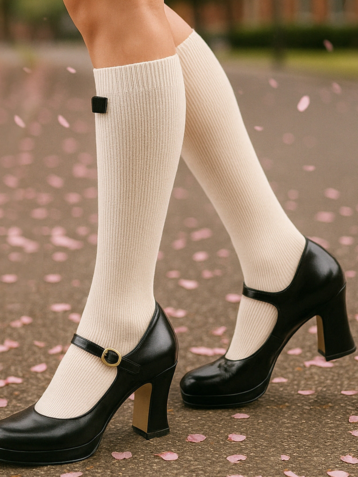Knee High  3 Pairs  Bow White