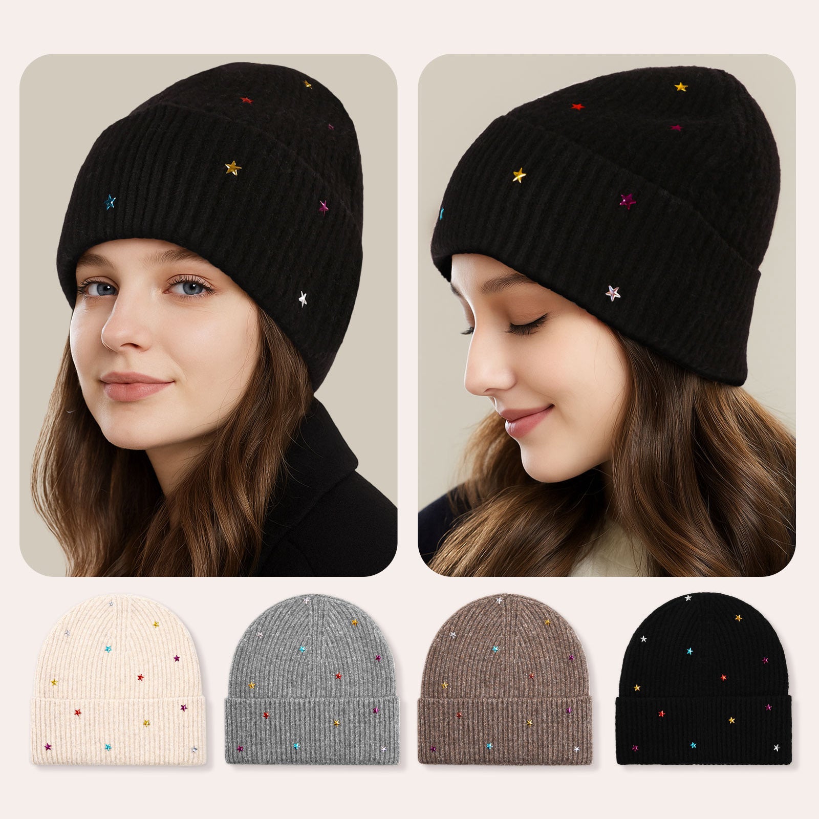 Star Beanie Knit Hat