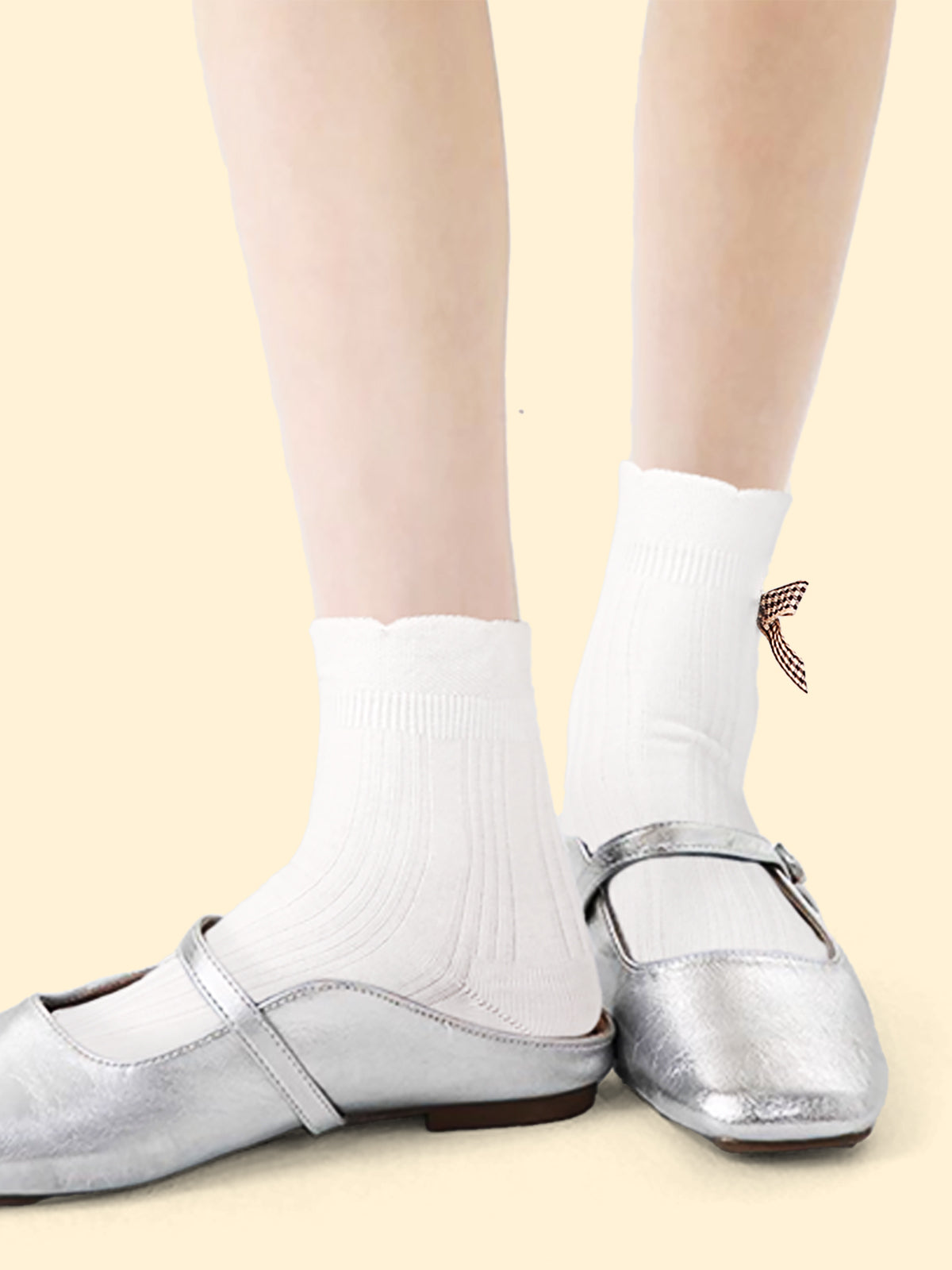 Mini Crew  5 Pairs  Bow Black and White