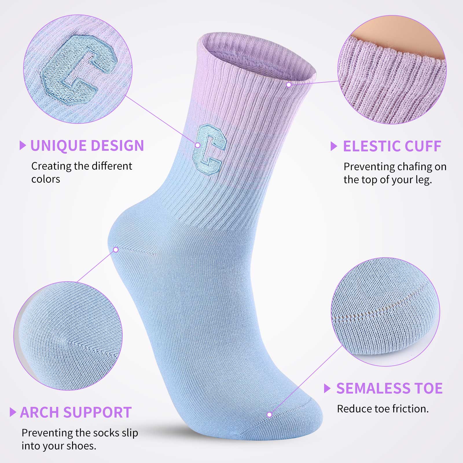 Crew  5 Pairs  Gradient Color