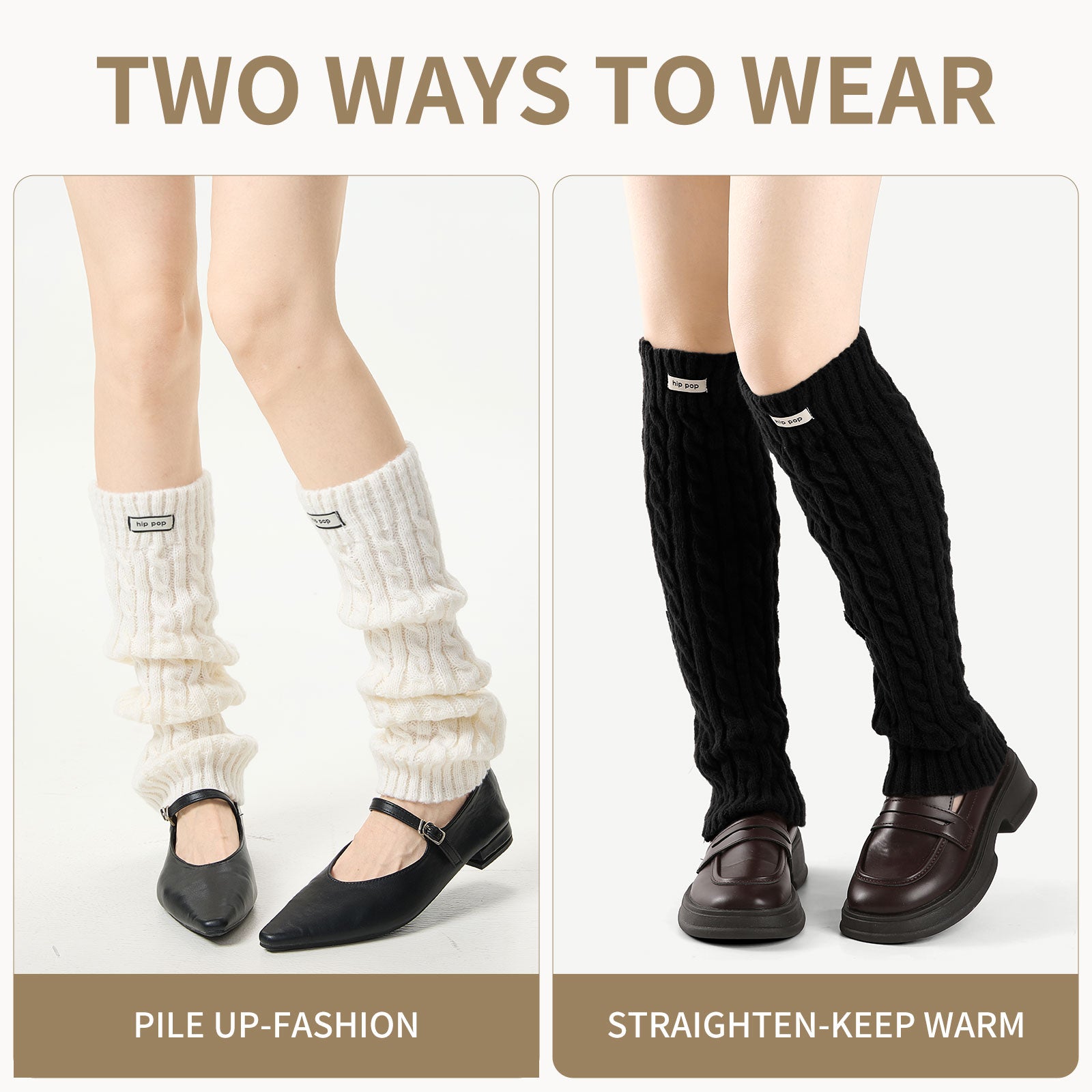 Cable Leg Warmers White&Black