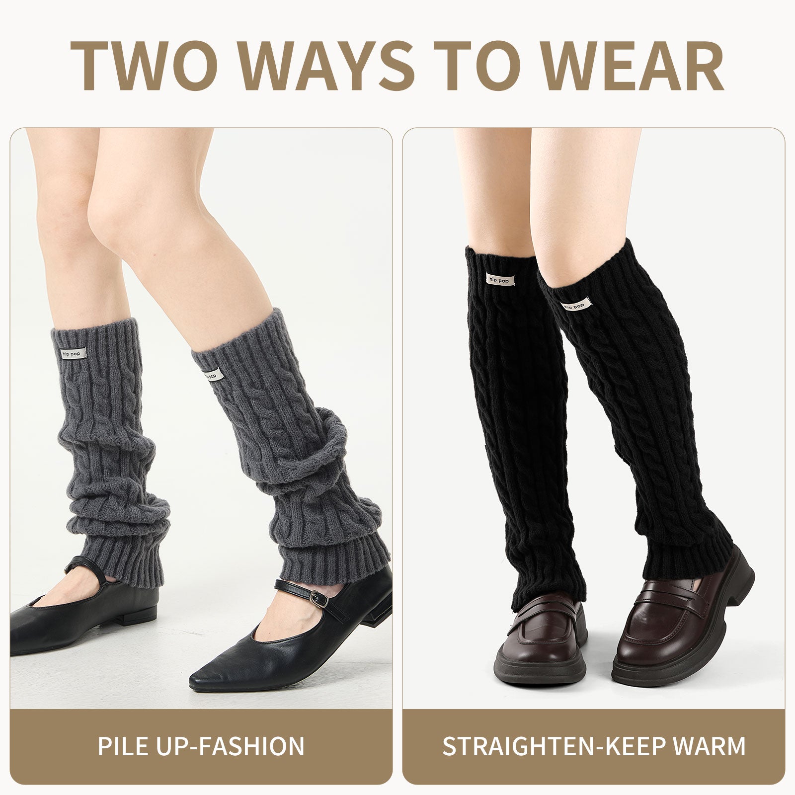 Cable Leg Warmers Grey&Black