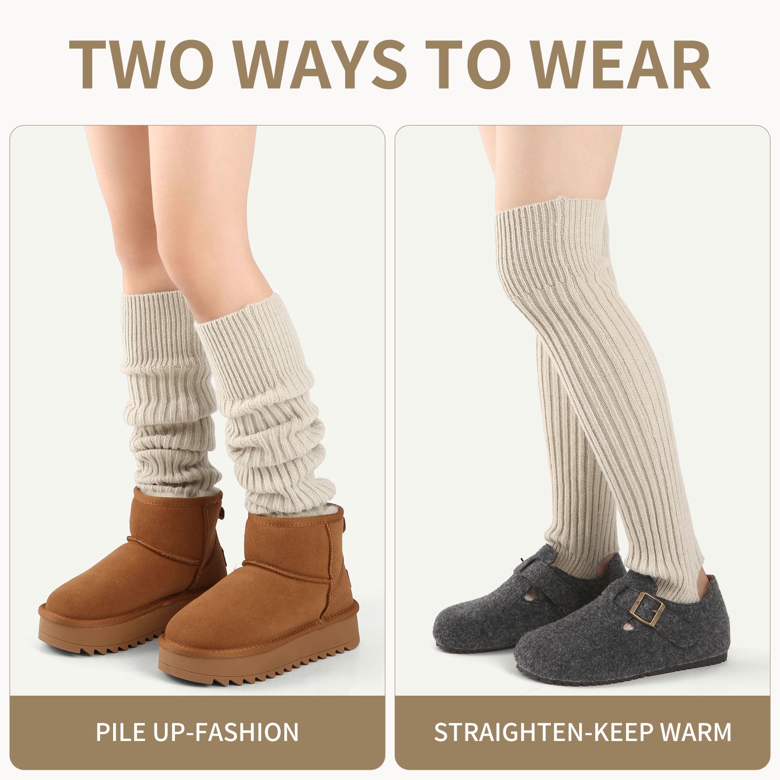 Stirrup Leg Warmers Beige