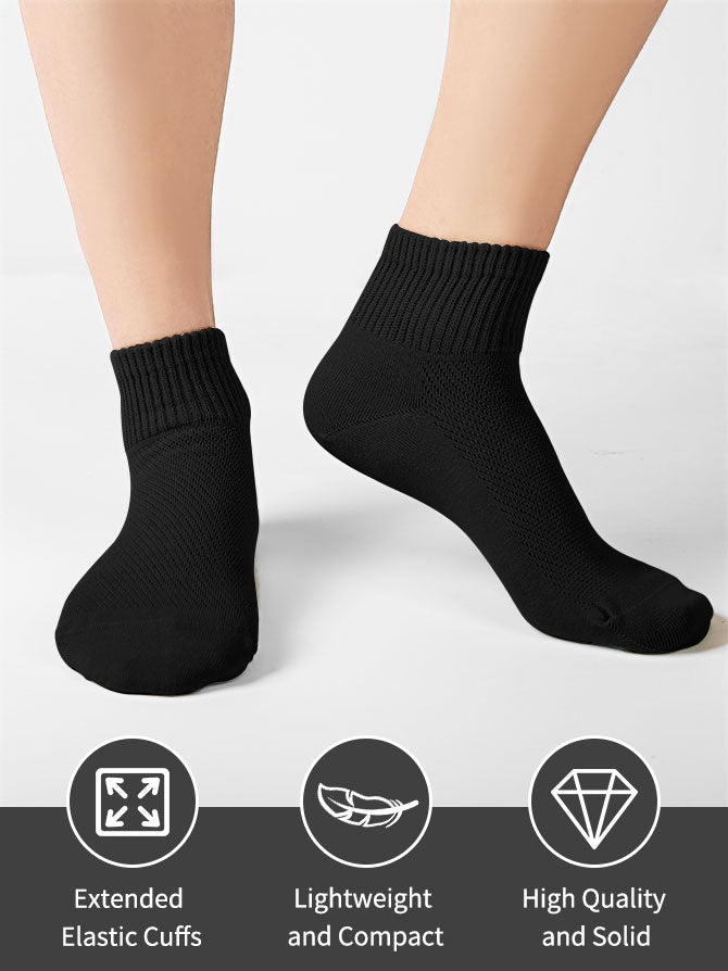 FGZ Womens Socks Thin Ankle Socks Soft Cotton Lightweight Breathable 5 Pairs(Black,5-9)