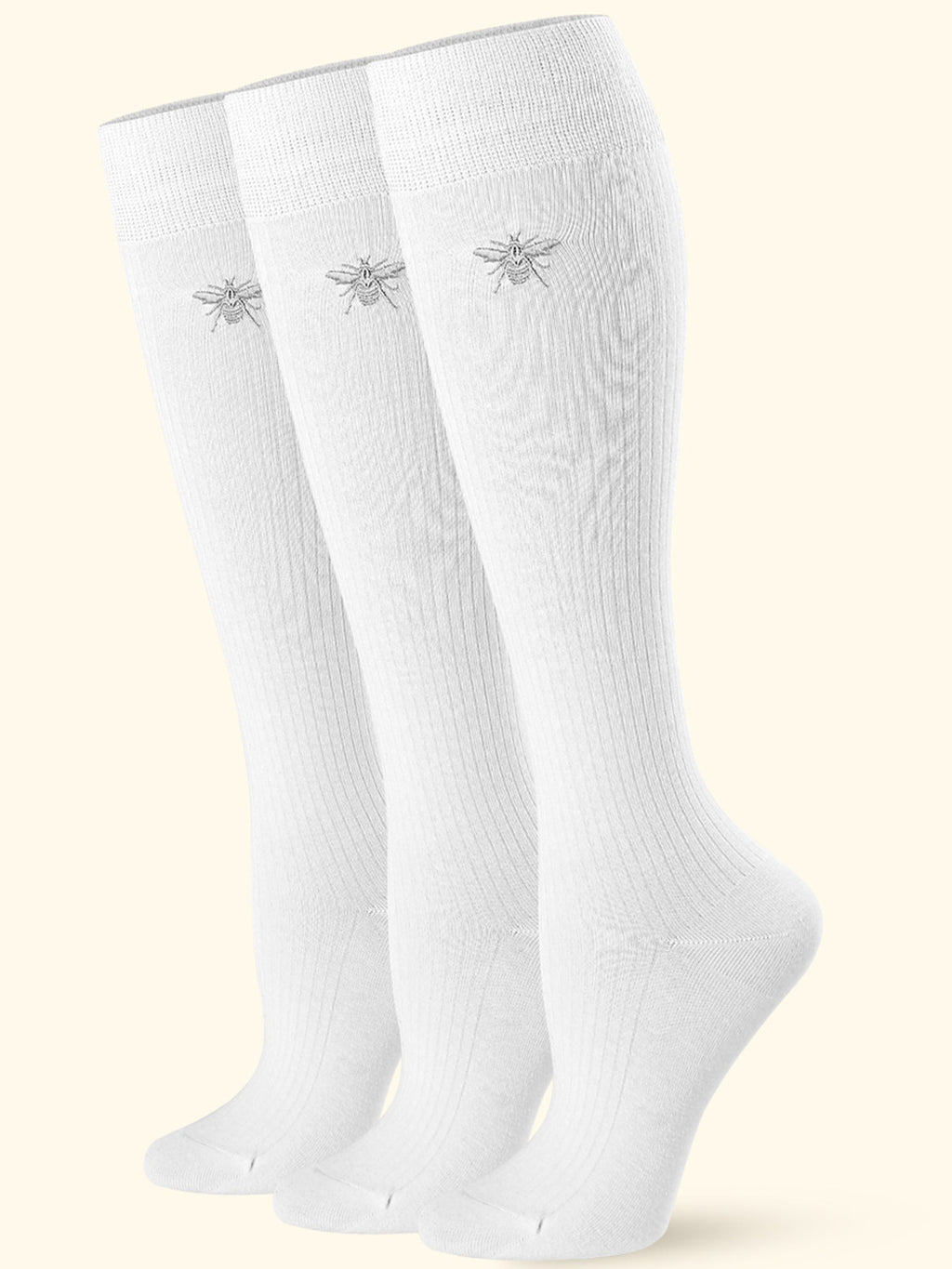 Knee High 3 Pairs Bee White