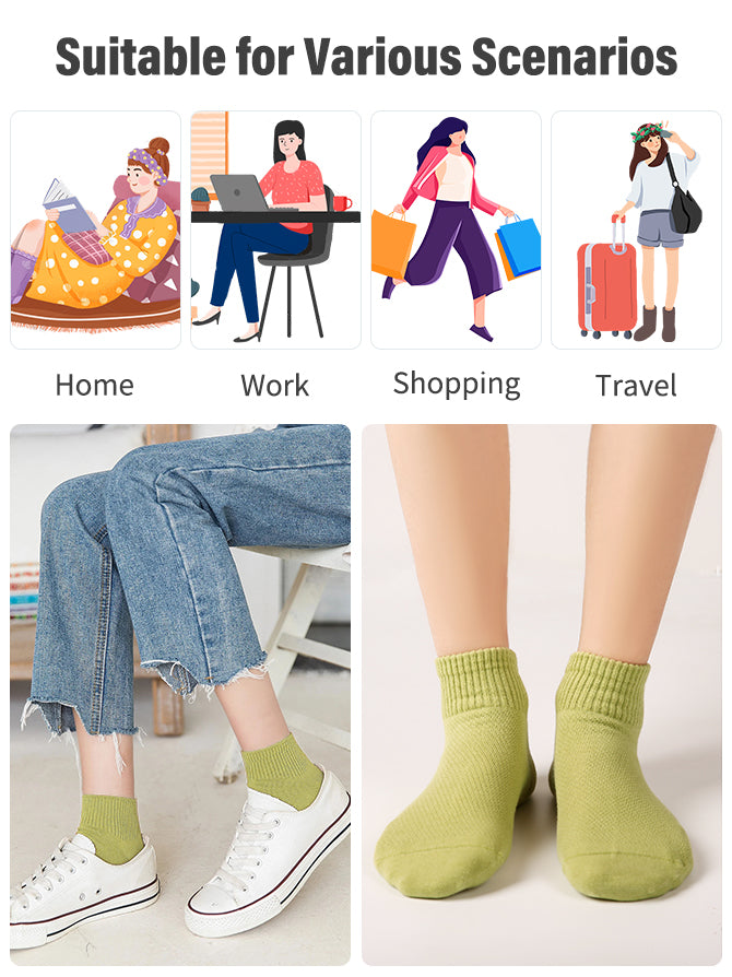 FGZ Womens Socks Thin Ankle Socks Soft Cotton Lightweight Breathable 5 Pairs(Multicolor01,5-9)