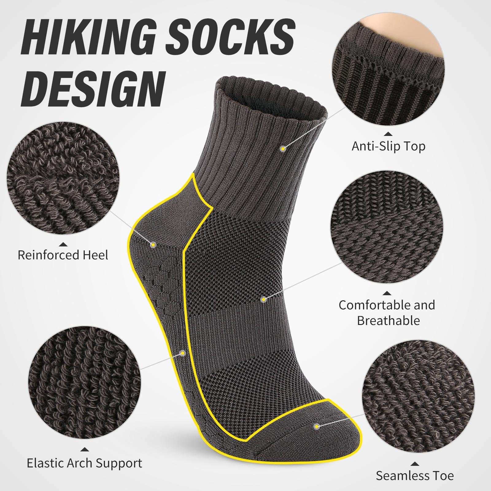 Crew  5 Pairs  Multicolor Hiking