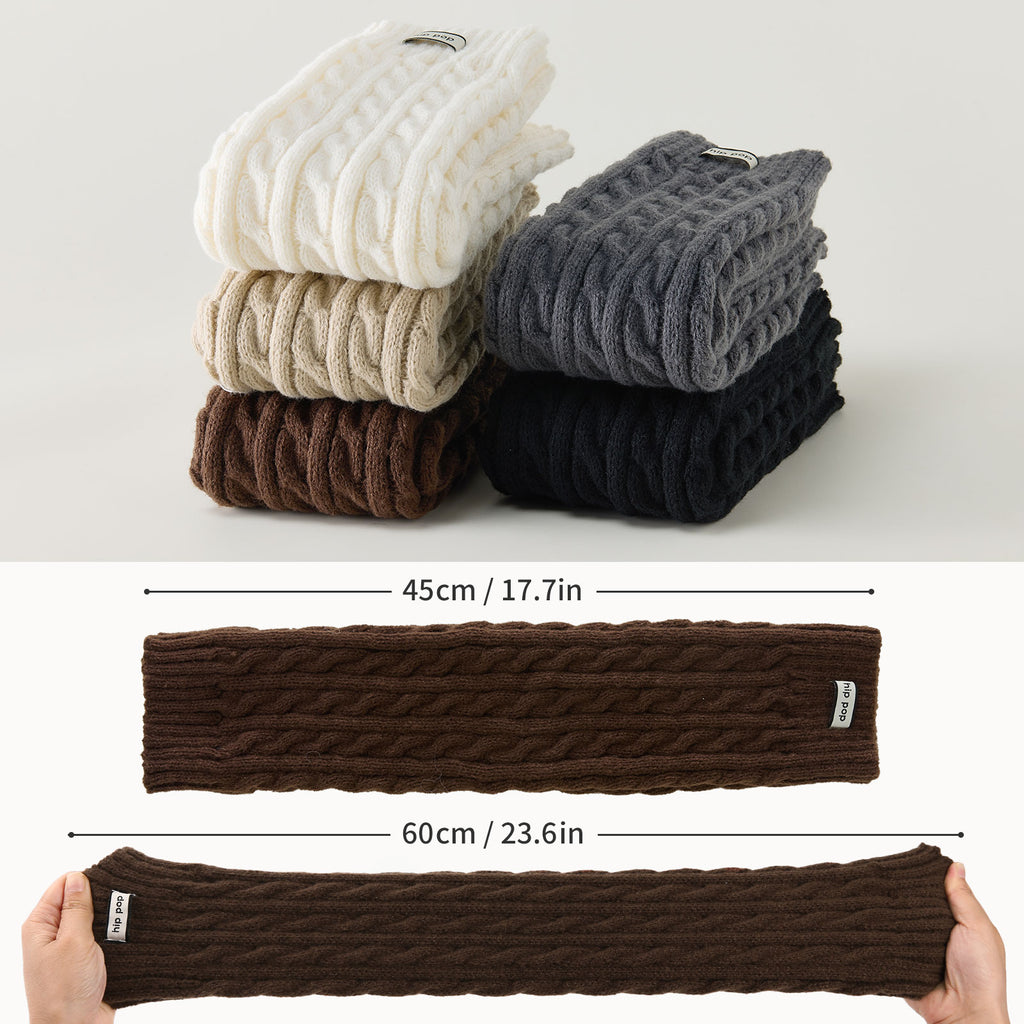 Cable Leg Warmers White&Brown