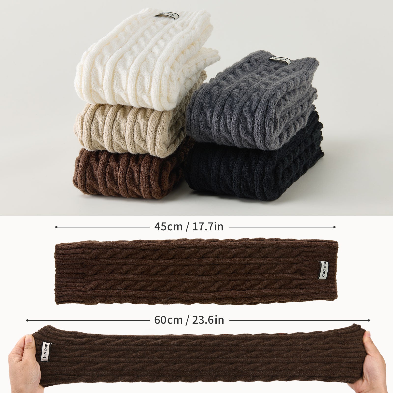 Cable Leg Warmers White&Brown