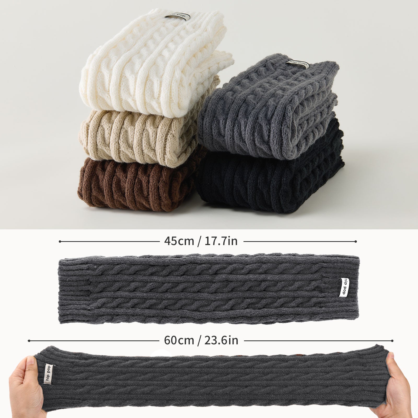 Cable Leg Warmers Grey&Black