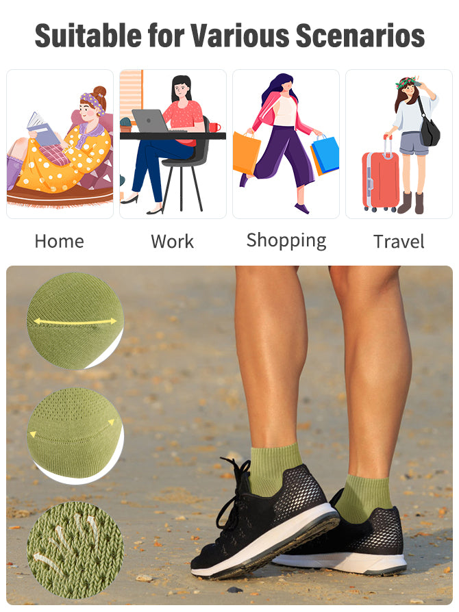 FGZ Womens Socks Thin Ankle Socks Soft Cotton Lightweight Breathable 5 Pairs(Multicolor01,5-9)