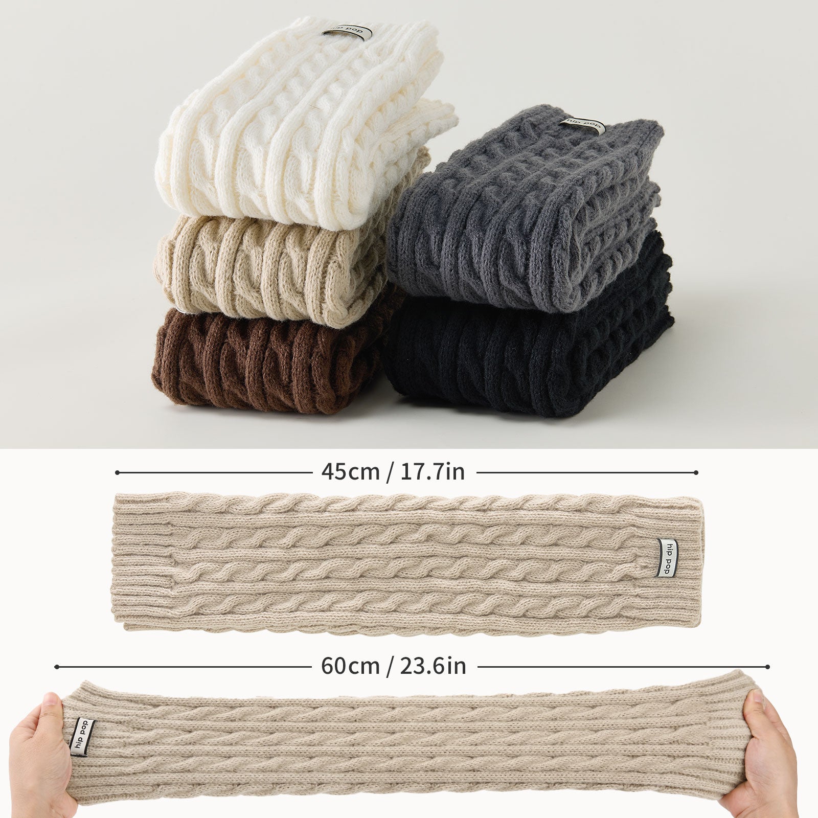 Cable Leg Warmers Beige&Black