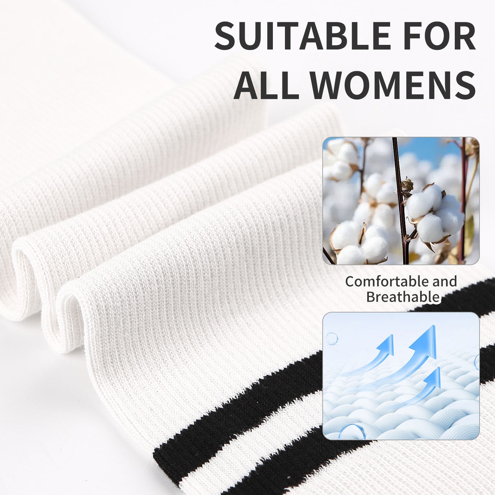 Knee High  3 Pairs  Stripe White