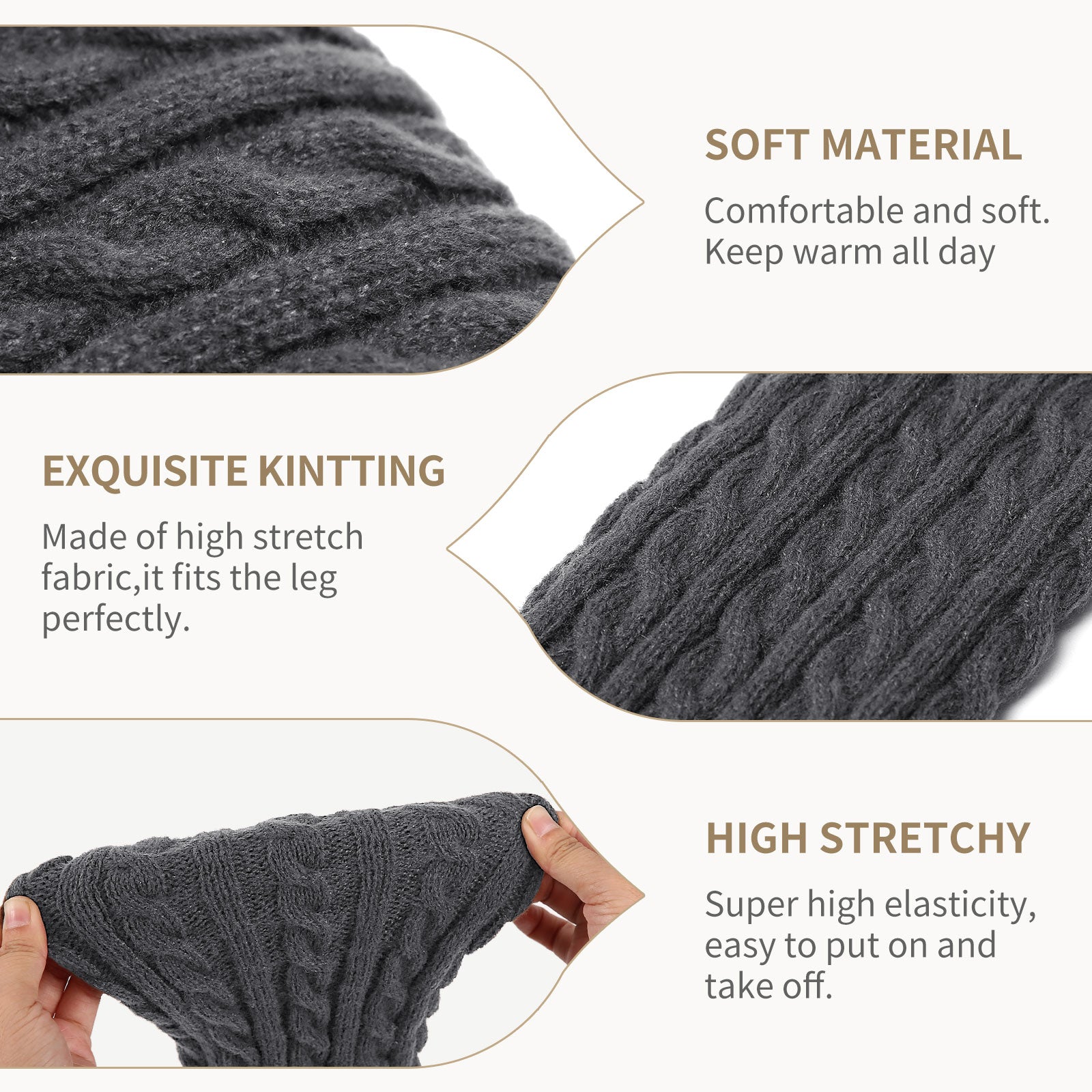 Cable Leg Warmers Grey&Black