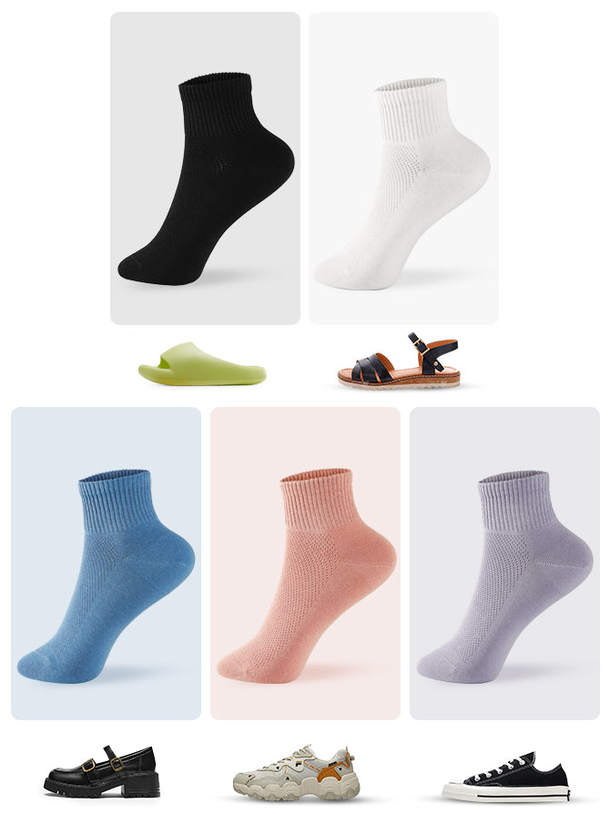 FGZ Womens Socks Thin Ankle Socks Soft Cotton Lightweight Breathable 5 Pairs(Multicolor02,5-9)