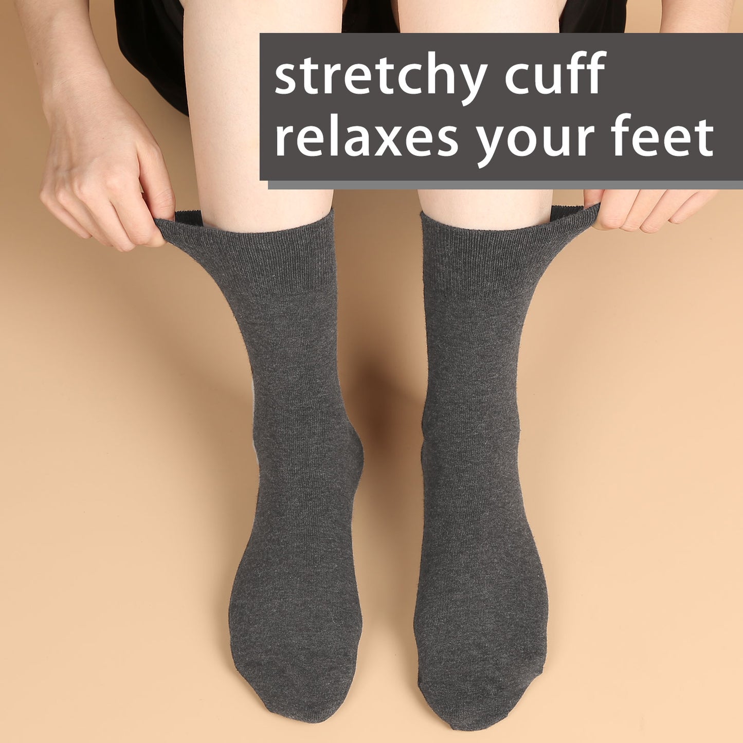 FGZ Women Thin Cotton Socks 5 Pairs，Dark Grey(5-9) (9-11)