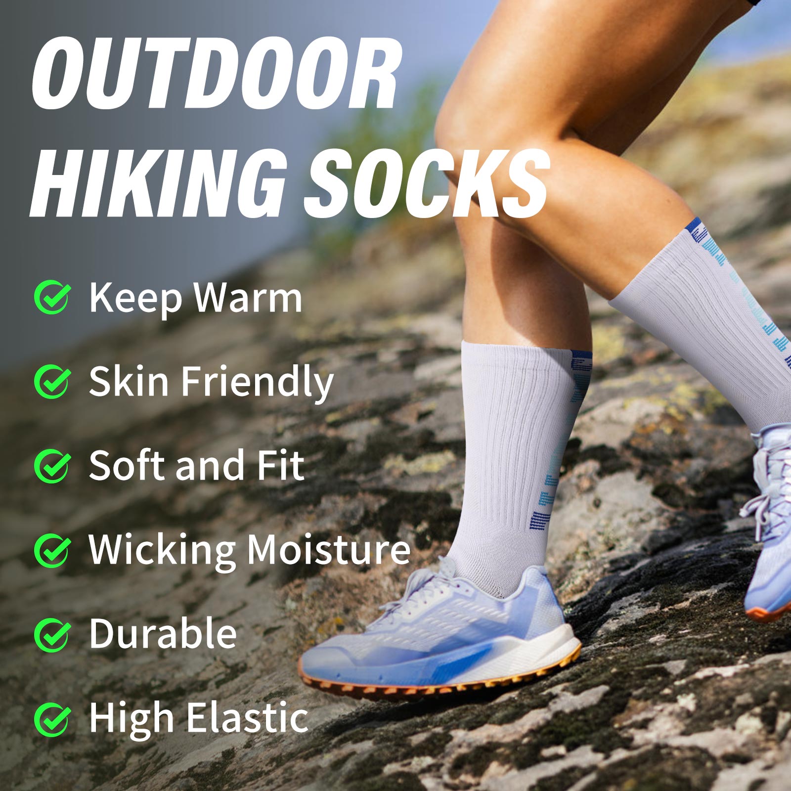 Crew  3 Pairs  White Hiking