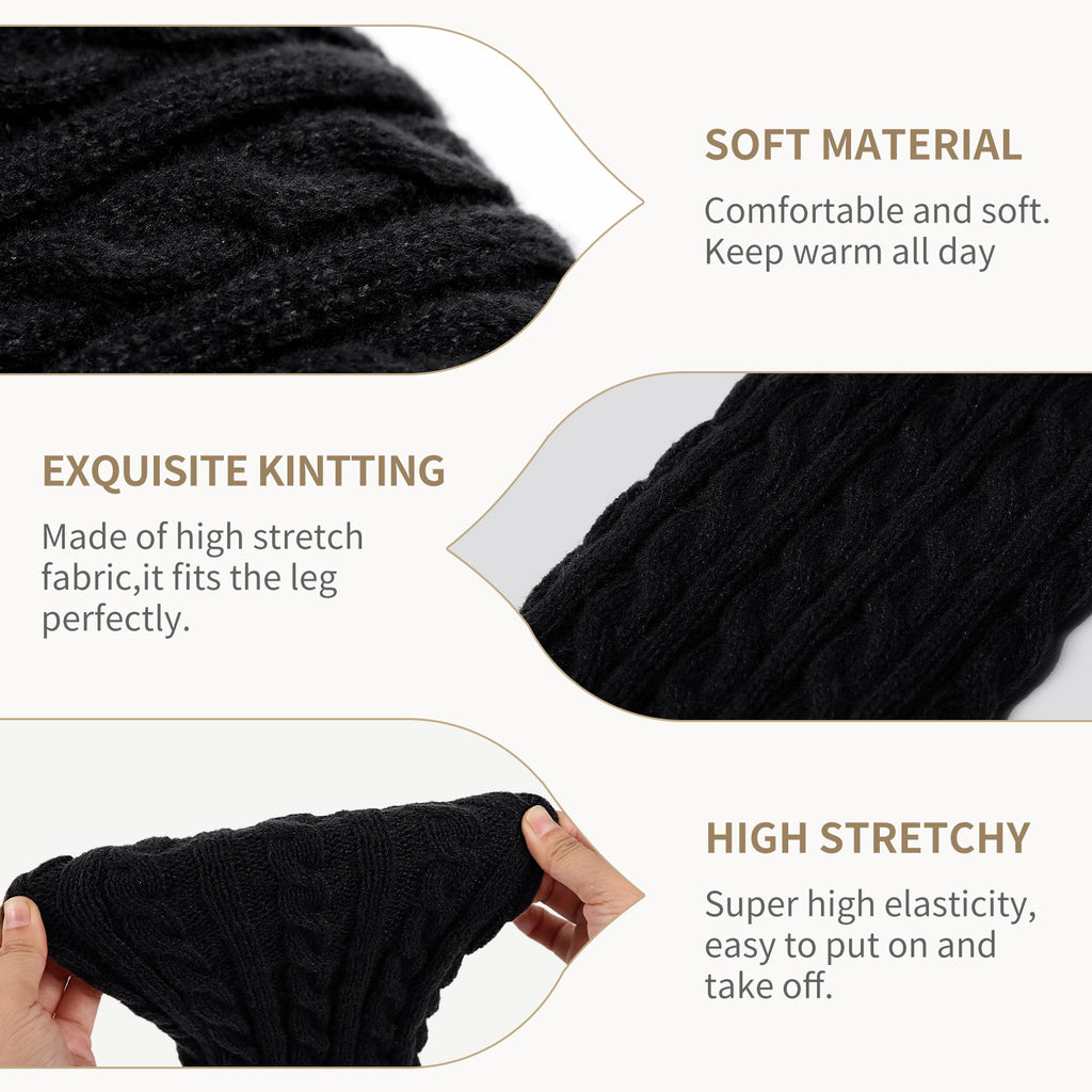 Cable Leg Warmers White&Black