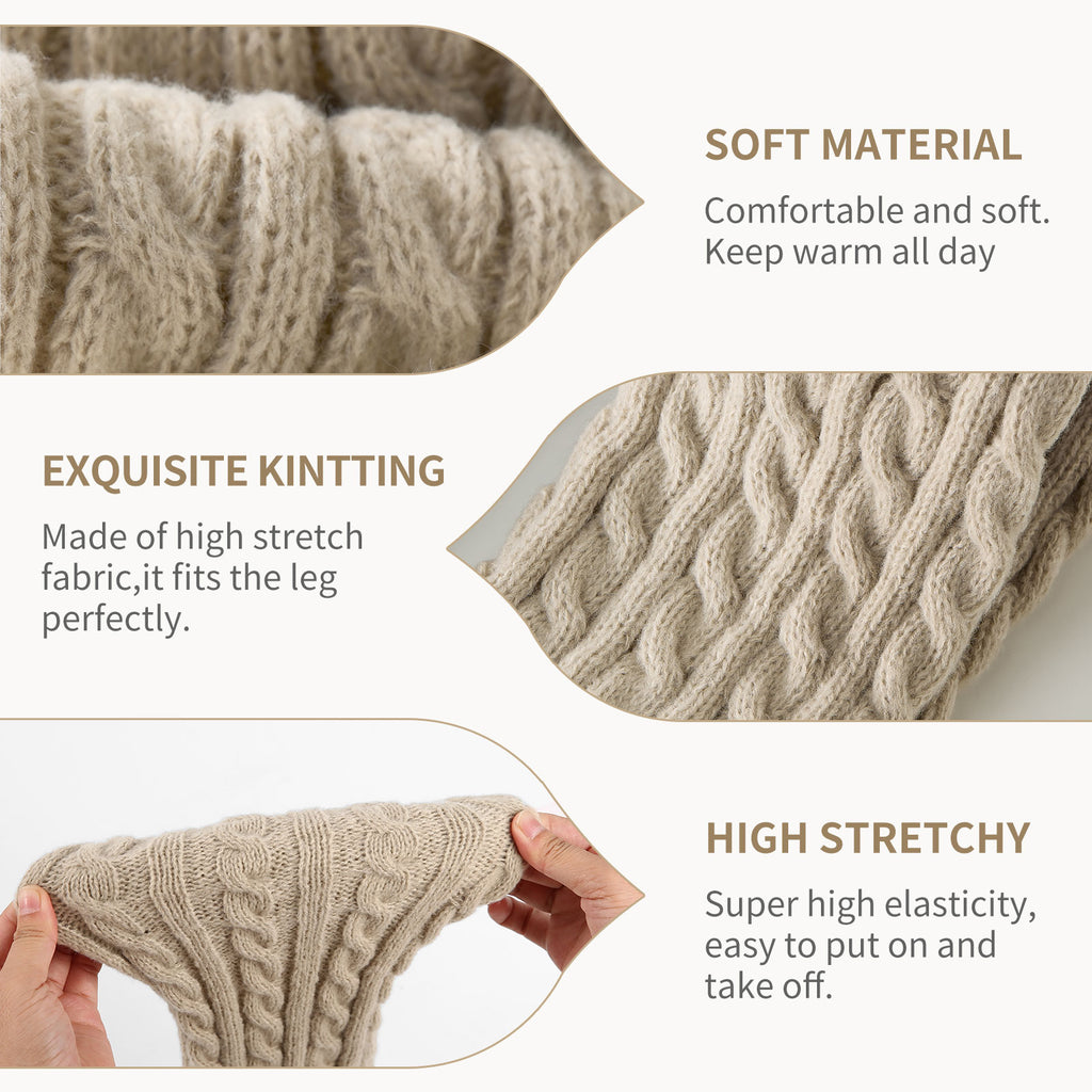 Cable Leg Warmers Beige&Black