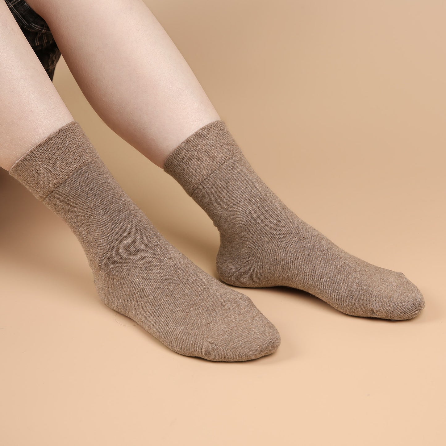 FGZ Women Thin Cotton Socks 5 Pairs，Light Brown(5-9) (9-11)