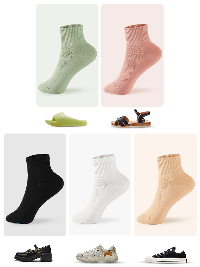 FGZ Womens Socks Thin Ankle Socks Soft Cotton Lightweight Breathable 5 Pairs(Black,5-9)