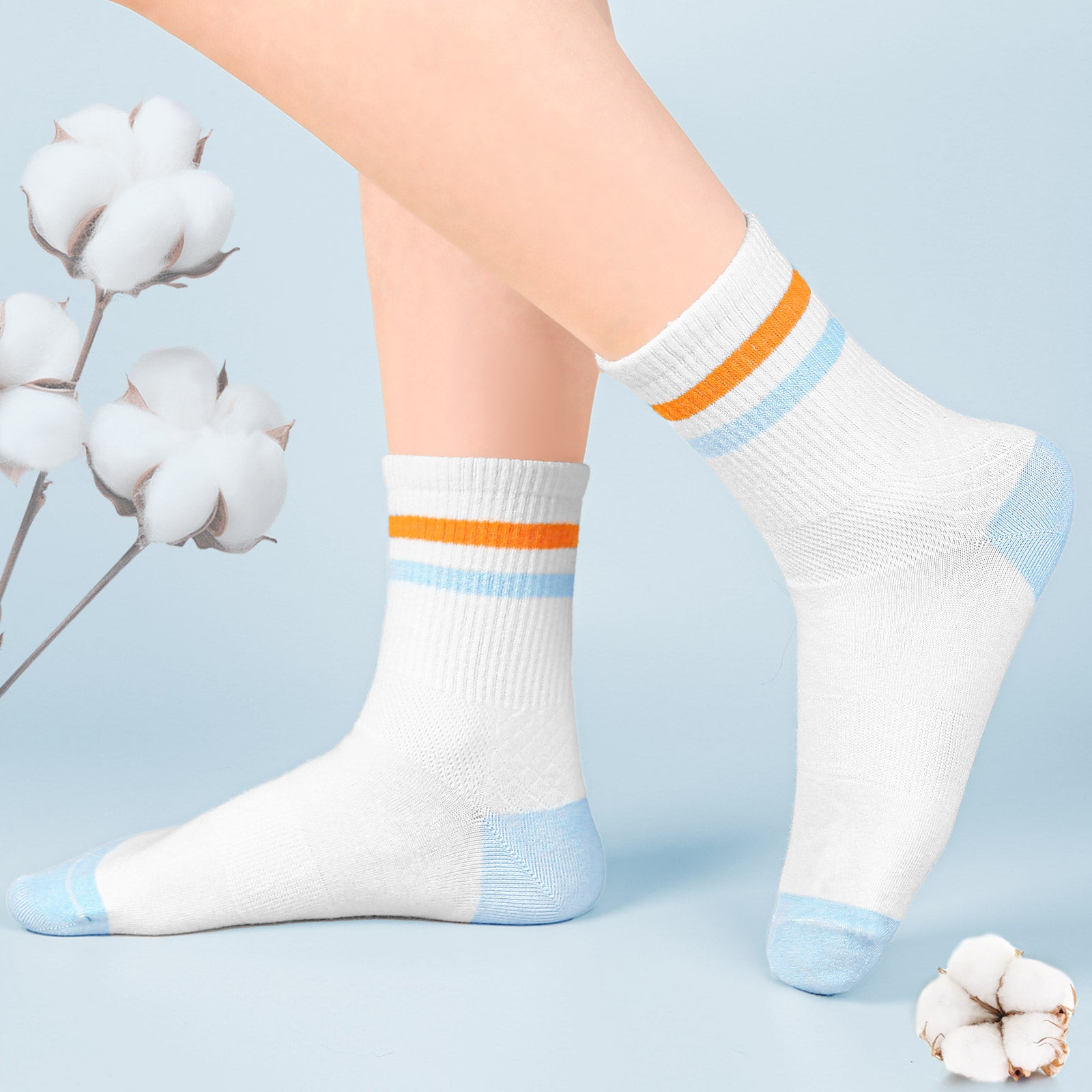 Mini Crew  5 Pairs  Stripe  Orange