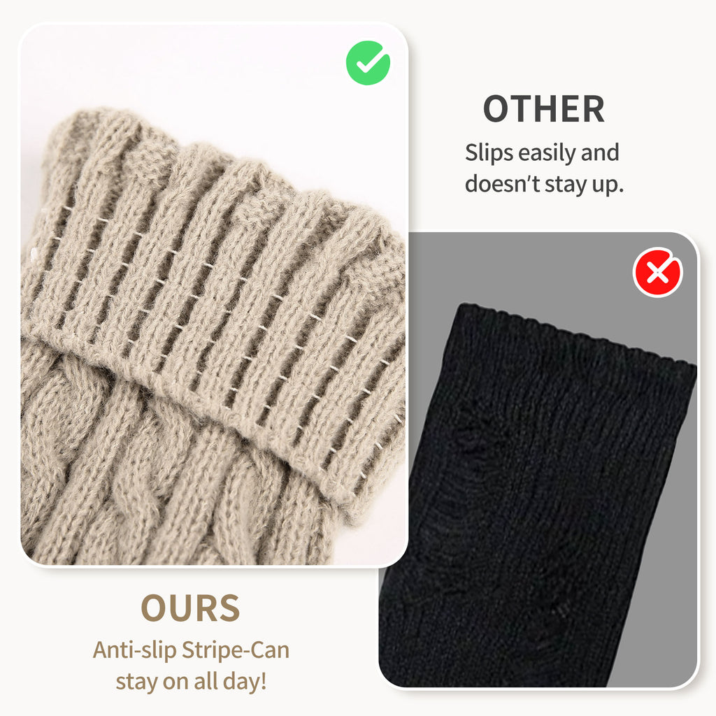 Cable Leg Warmers Beige&Black