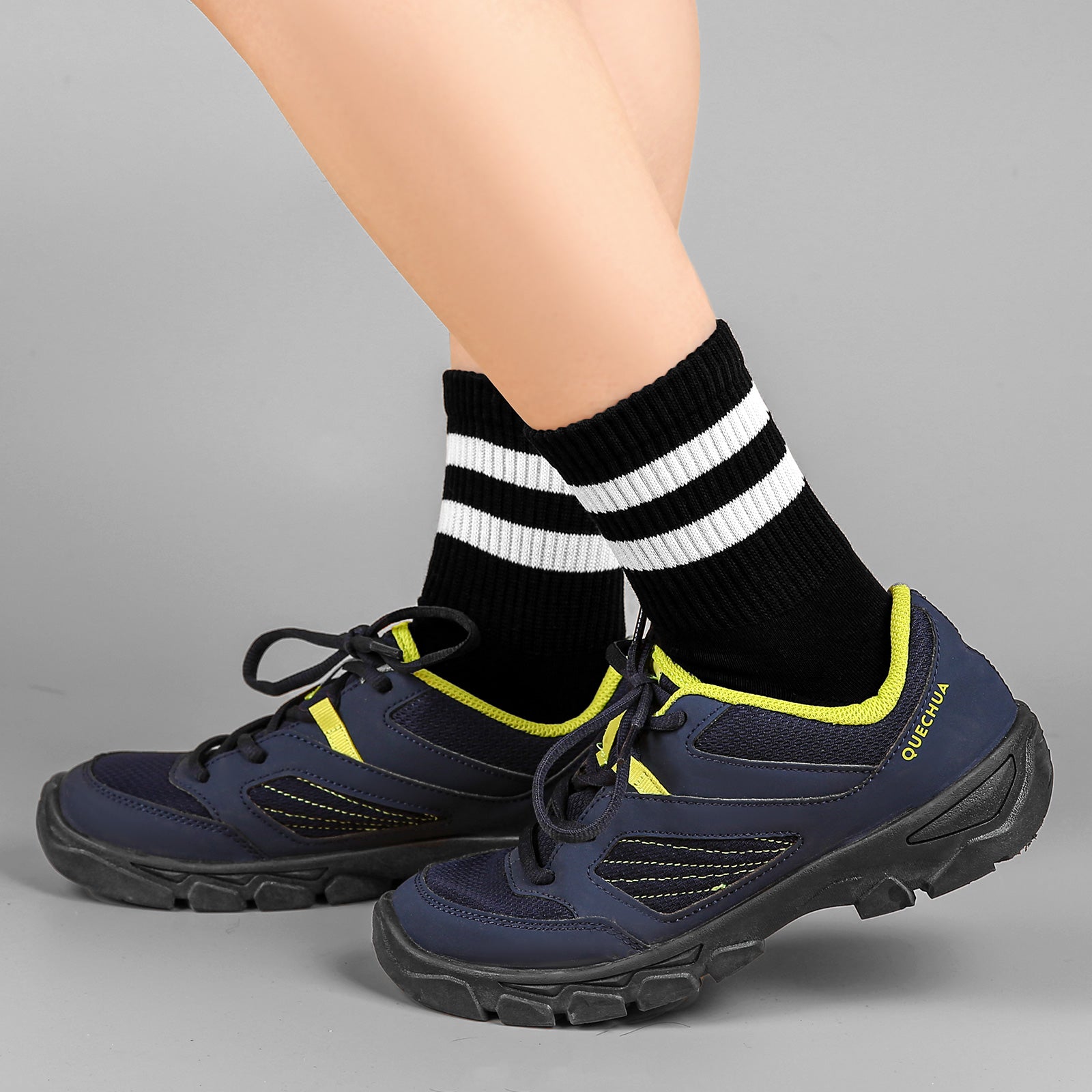 Mini Crew  5 Pairs  Stripe Black