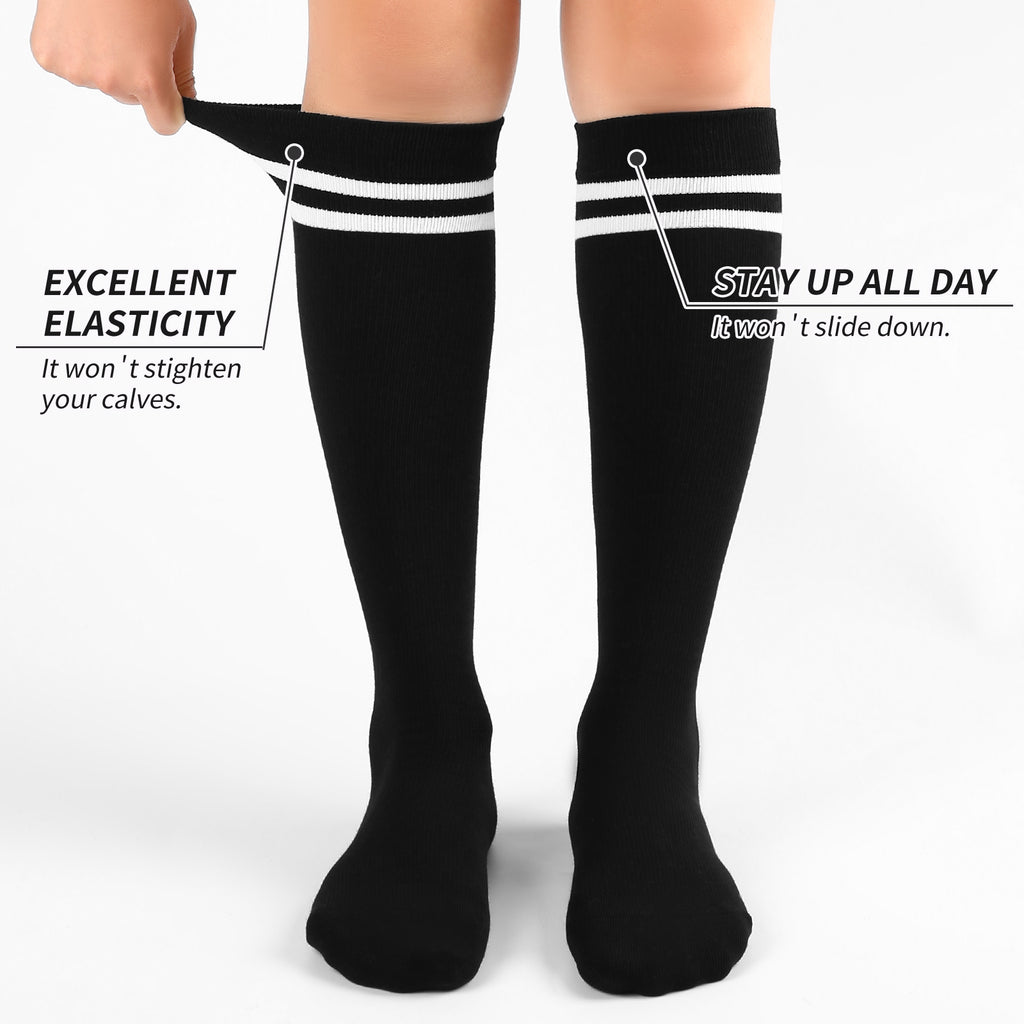 Knee High  3 Pairs  Stripe Black