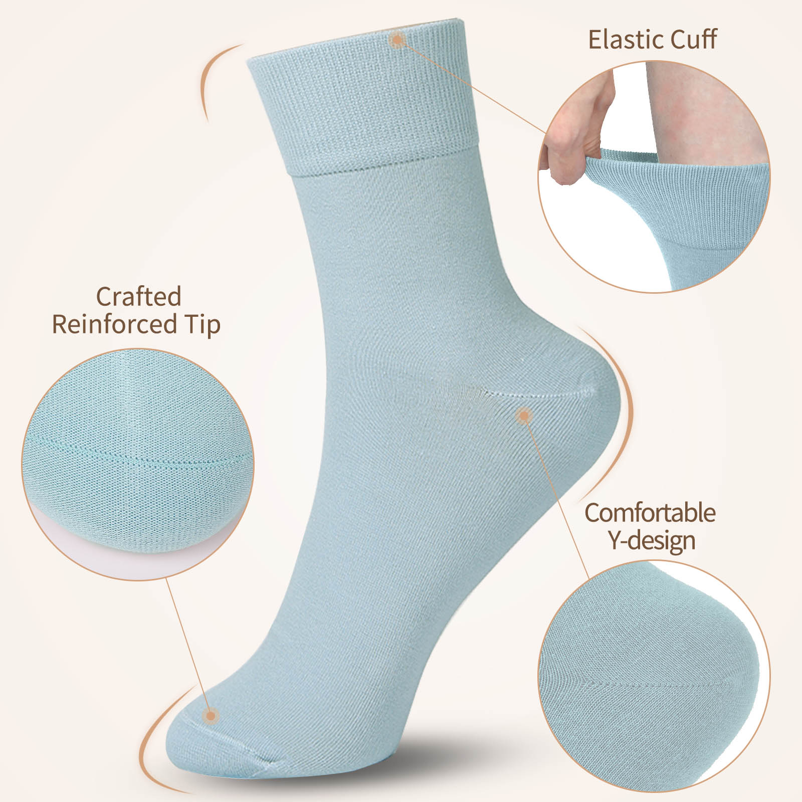 Crew  5 Pairs  Light Blue