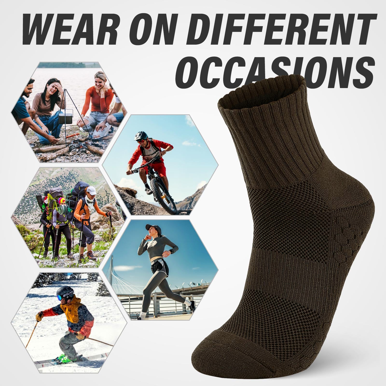 Crew  5 Pairs  Multicolor Hiking
