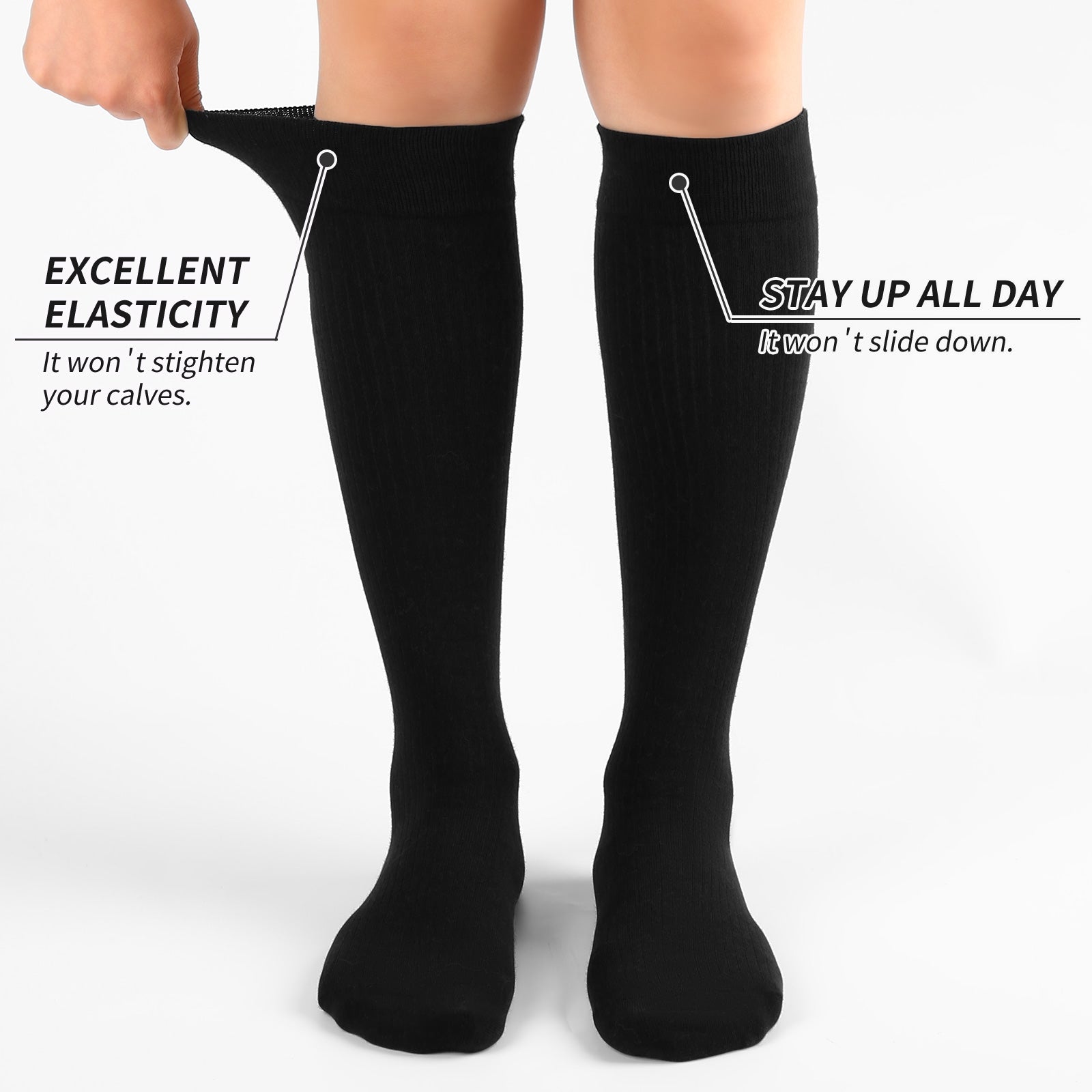 Knee High  3 Pairs  Bee Black