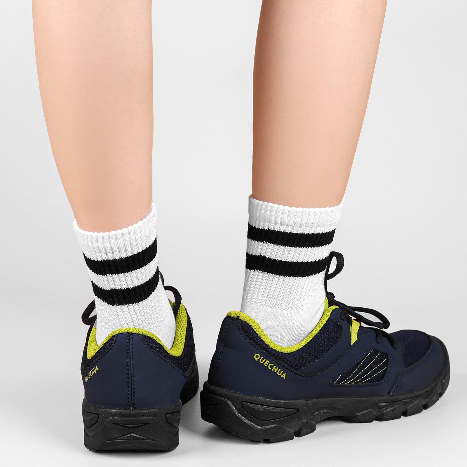 Mini Crew  5 Pairs  Stripe  White