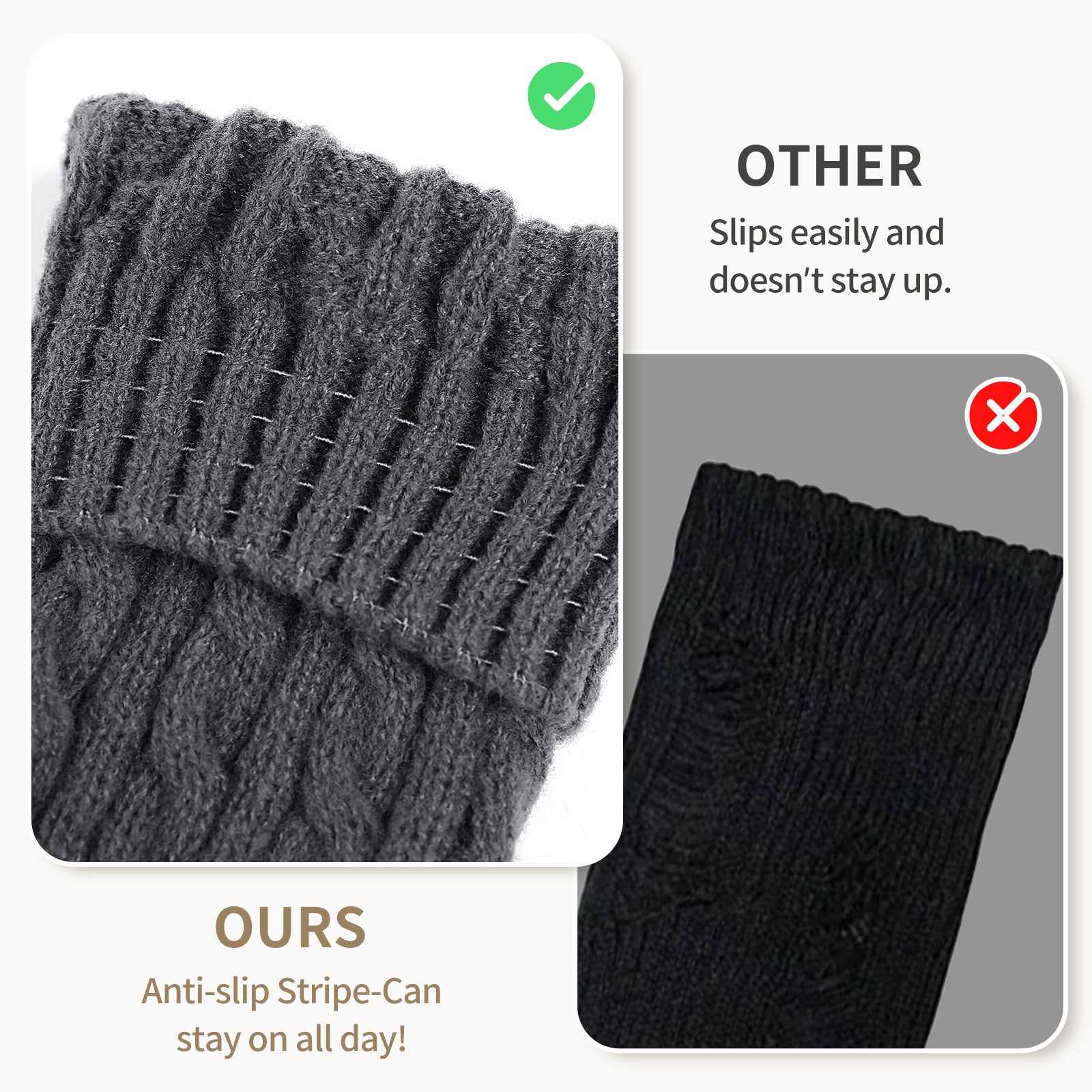 Cable Leg Warmers Grey&Black