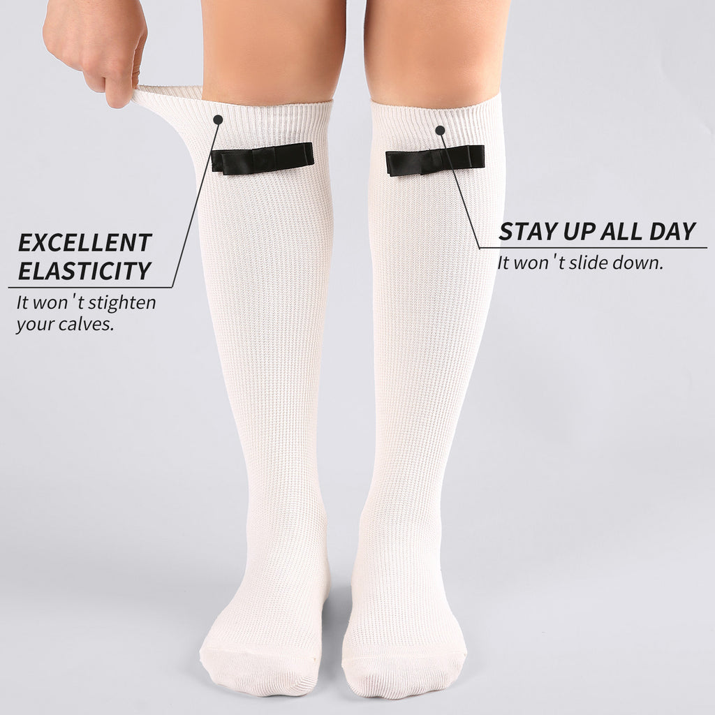 Knee High  3 Pairs  Bow White