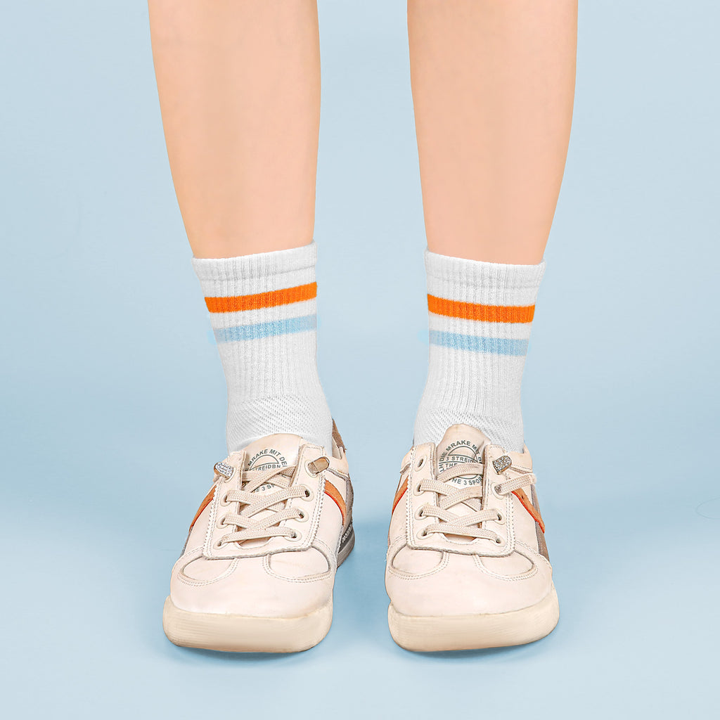 Mini Crew  5 Pairs  Stripe  Orange
