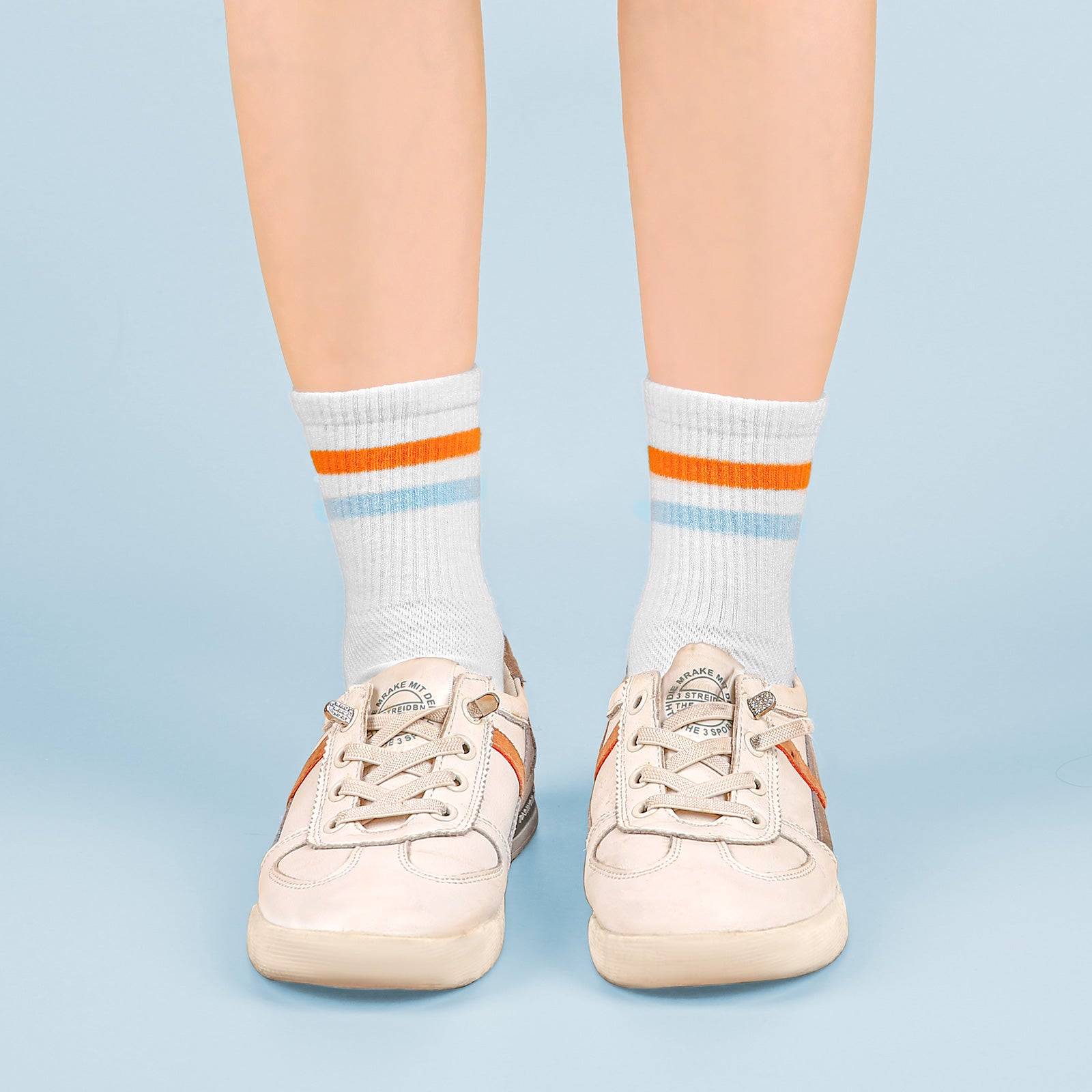 Mini Crew  5 Pairs  Stripe  Orange