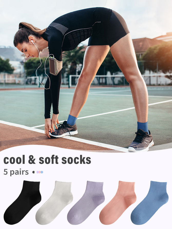 FGZ Womens Socks Thin Ankle Socks Soft Cotton Lightweight Breathable 5 Pairs(Multicolor02,5-9)