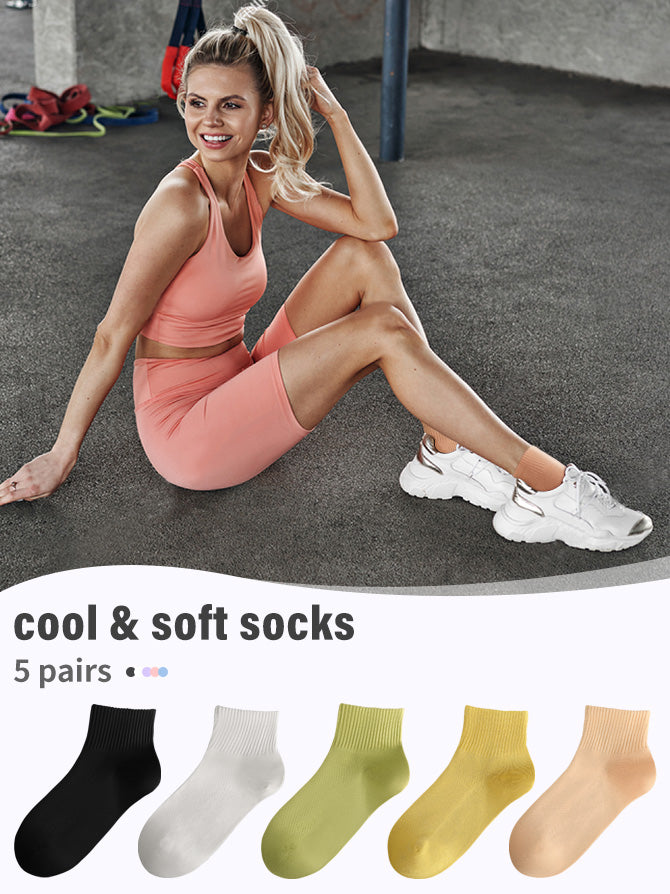 FGZ Womens Socks Thin Ankle Socks Soft Cotton Lightweight Breathable 5 Pairs(Multicolor01,5-9)