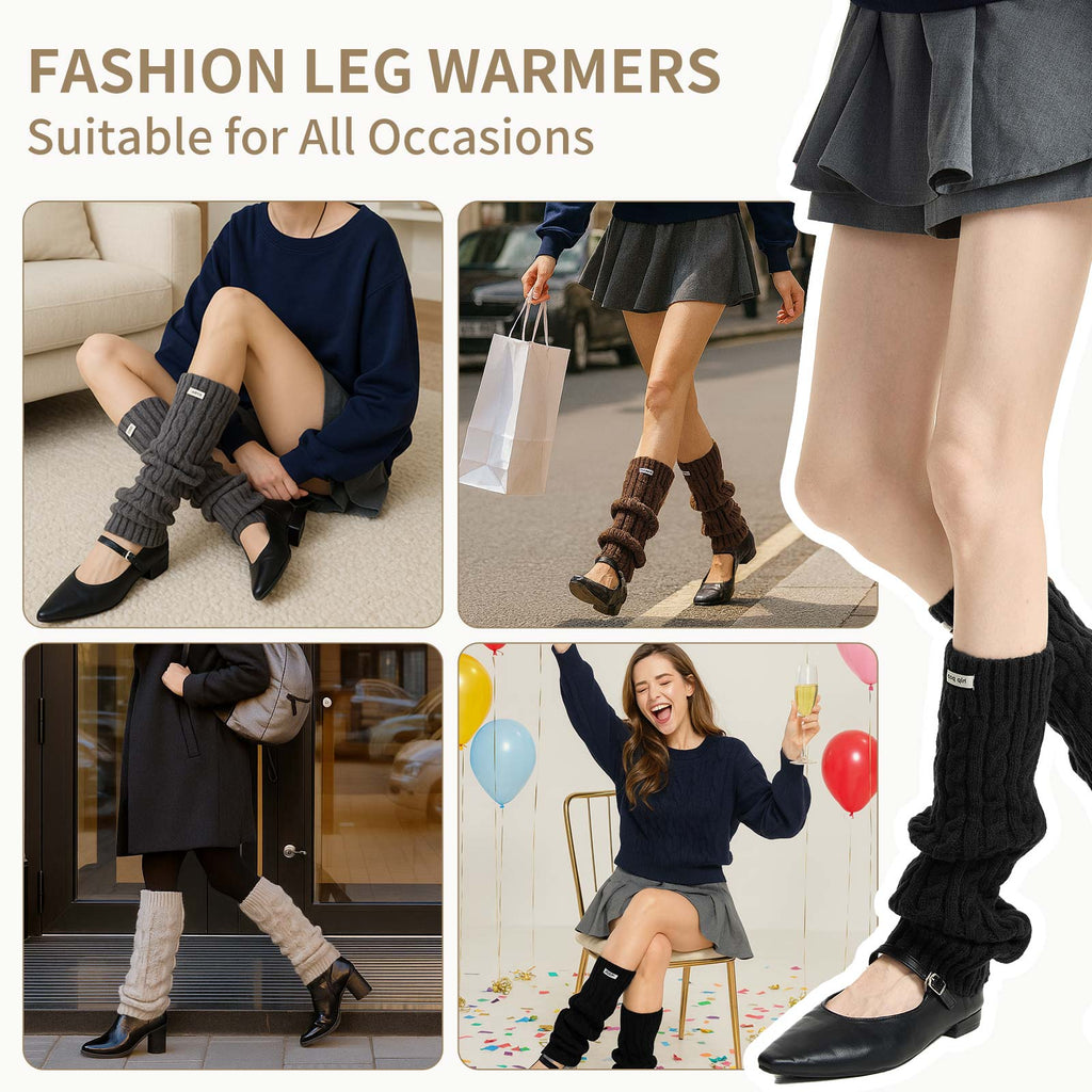 Cable Leg Warmers Grey&Black